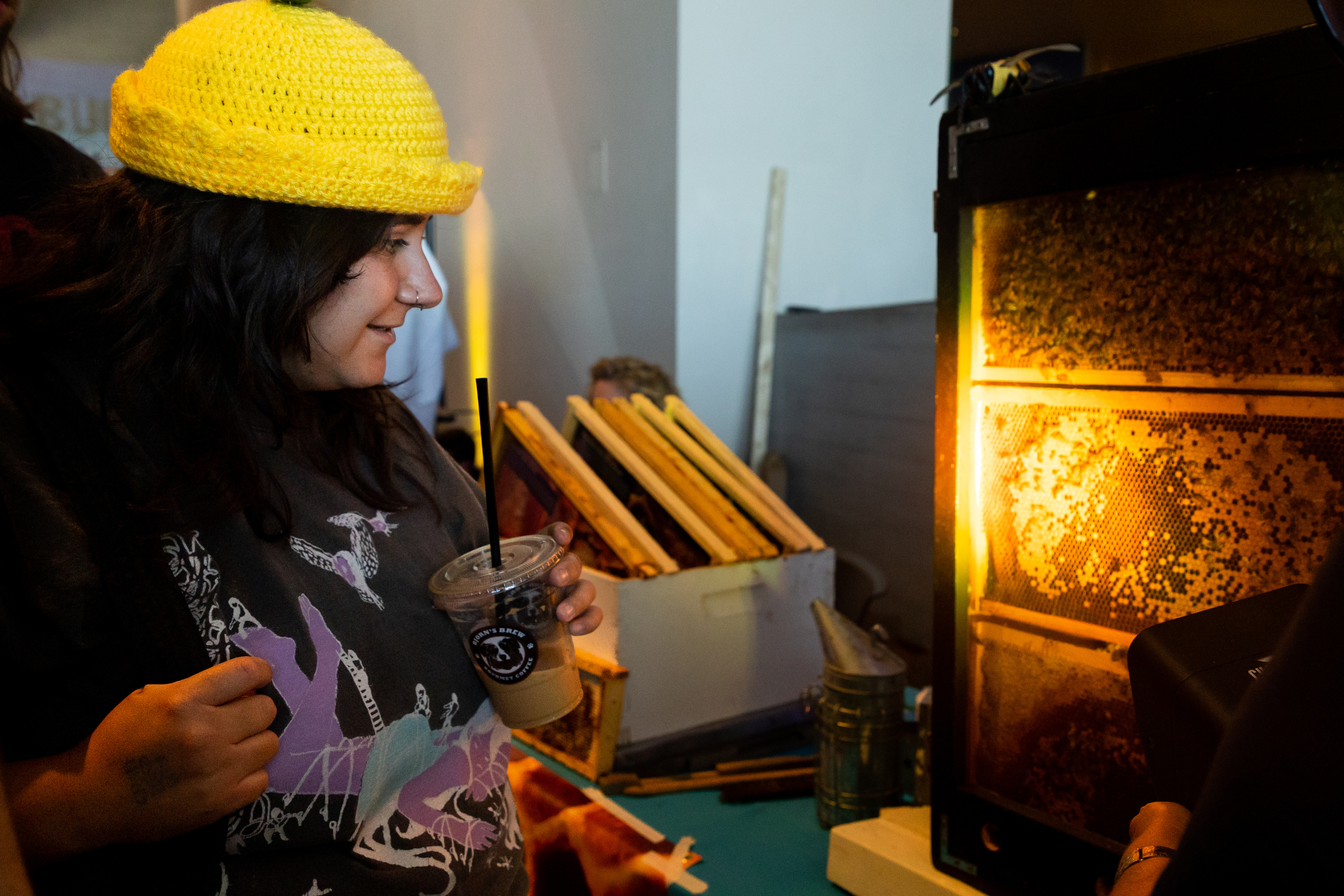 Berkley Larsen looks at bees at BUGfest at the Natural History Museum of Utah in Salt Lake City on Saturday.