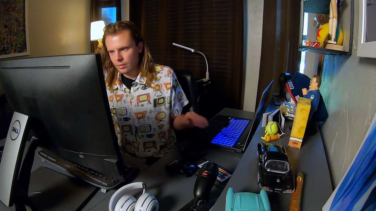 Eric Casper at work animating for the degree he earned from UVU.