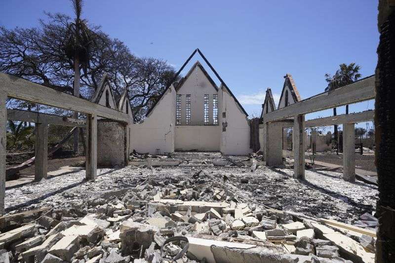 The destroyed Waiola Church is shown following wildfire, Aug. 11 in Lahaina, Hawaii. Currently, the Maui wildfires are the nation's fifth-deadliest on record, according to research by the National Fire Protection Association, a nonprofit that publishes fire codes and standards used in the U.S. and around the world.