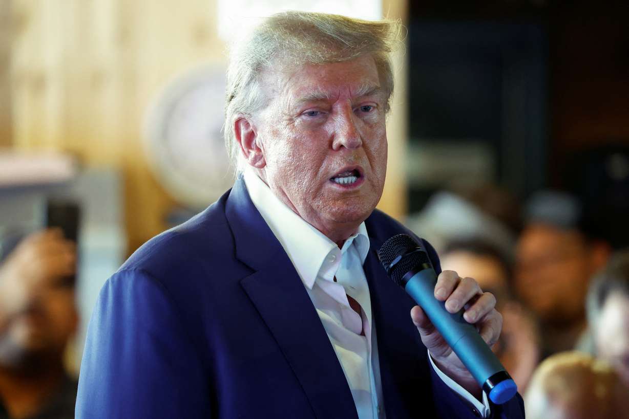 Republican presidential candidate and former U.S. President Donald Trump campaigns at the Iowa State Fair in Des Moines, Iowa, Aug. 12