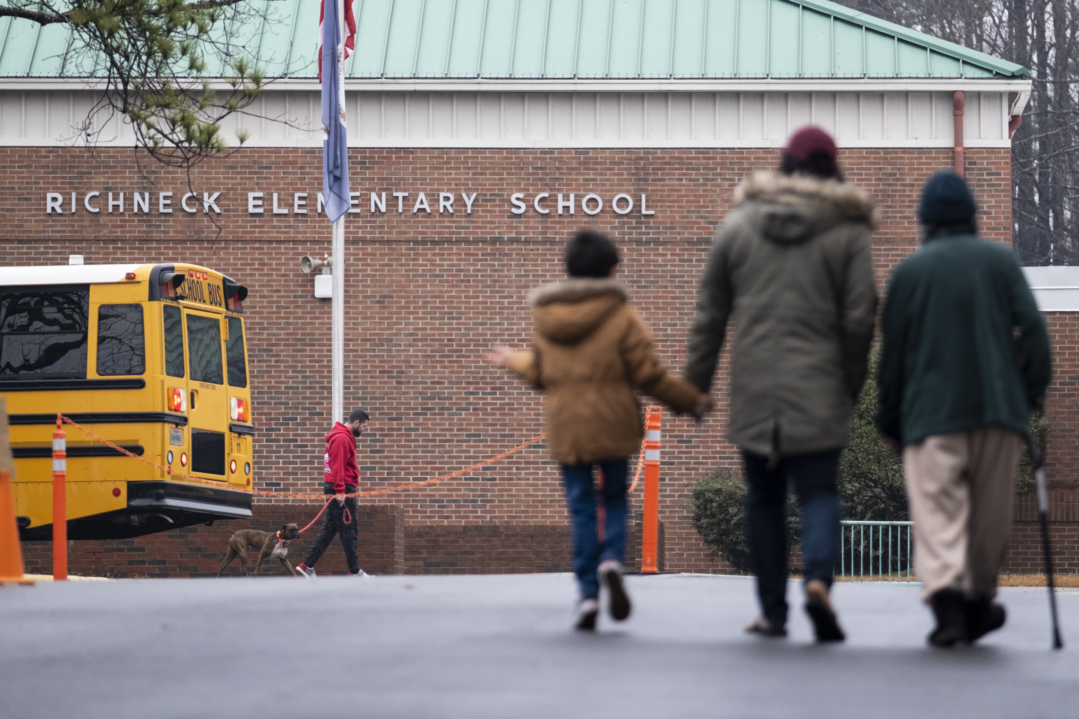 Students return to Richneck Elementary in Newport News, Va., on Jan. 30. The mother of a 6-year-old who shot his teacher pleaded guilty Tuesday to a charge of felony child neglect.