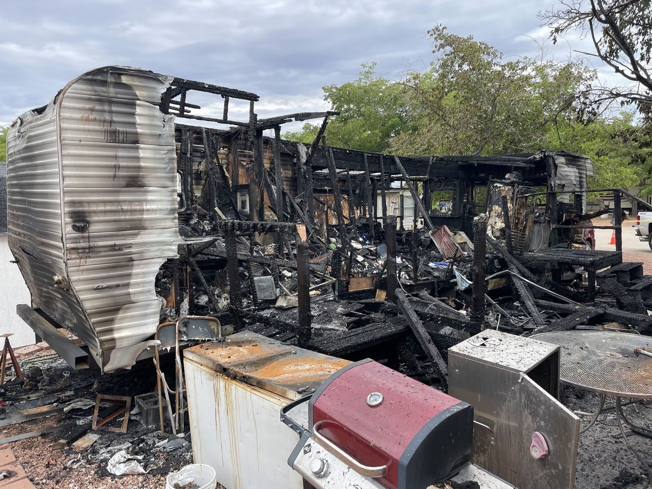 A mother and her four children were seriously injured after an RV caught fire in Hurricane early Tuesday.