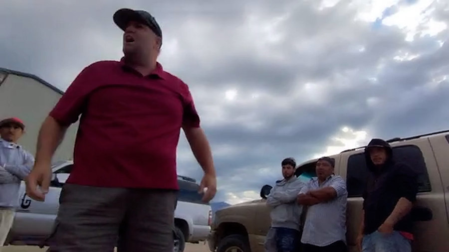 This image was taken from a recorded confrontation between Ron Gibson, president of the Utah Farm Bureau Federation, and an employee during a dispute over pay.