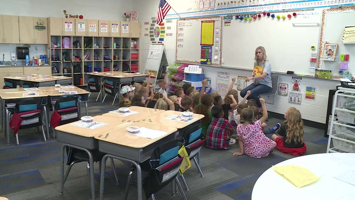 Elementary schoolers are in class at Desert Sky Elementary. It was a race to the finish line to complete a new elementary school in the Overland community in time for the first day of class.