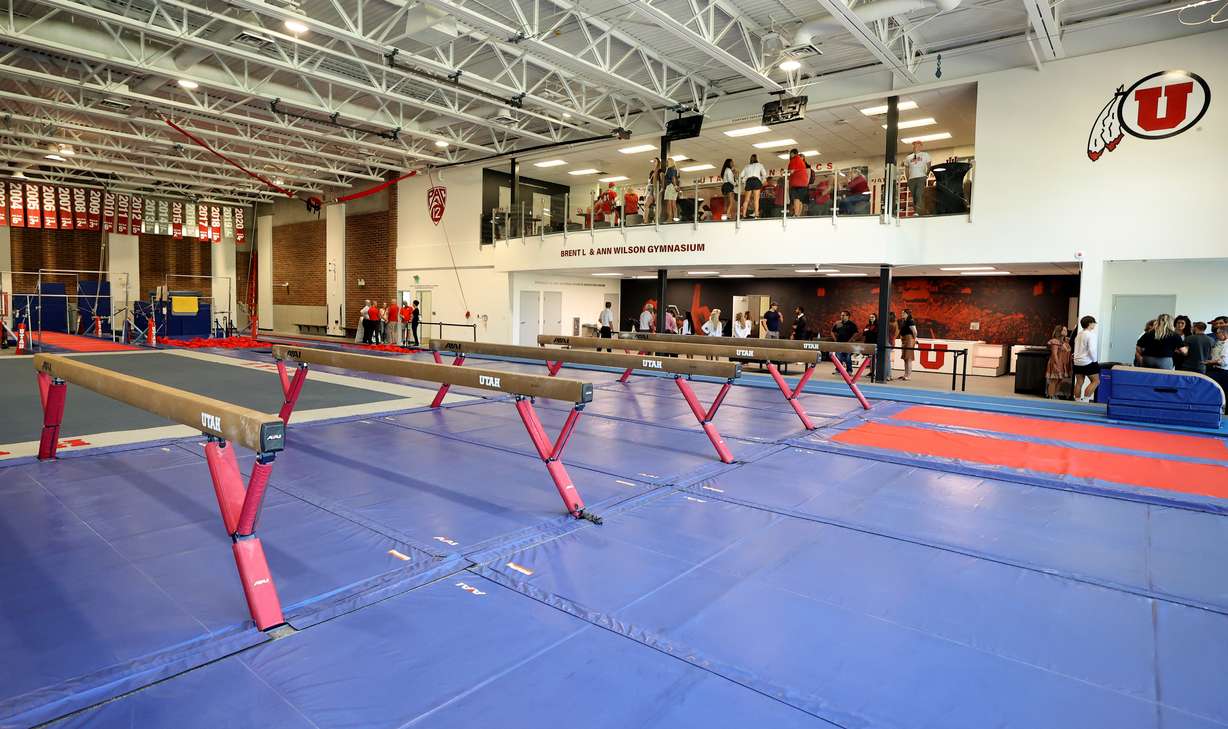 The gym in the Dumke Gymnastics Center is pictured during a ribbon-cutting event at the University of Utah in Salt Lake City on Thursday.