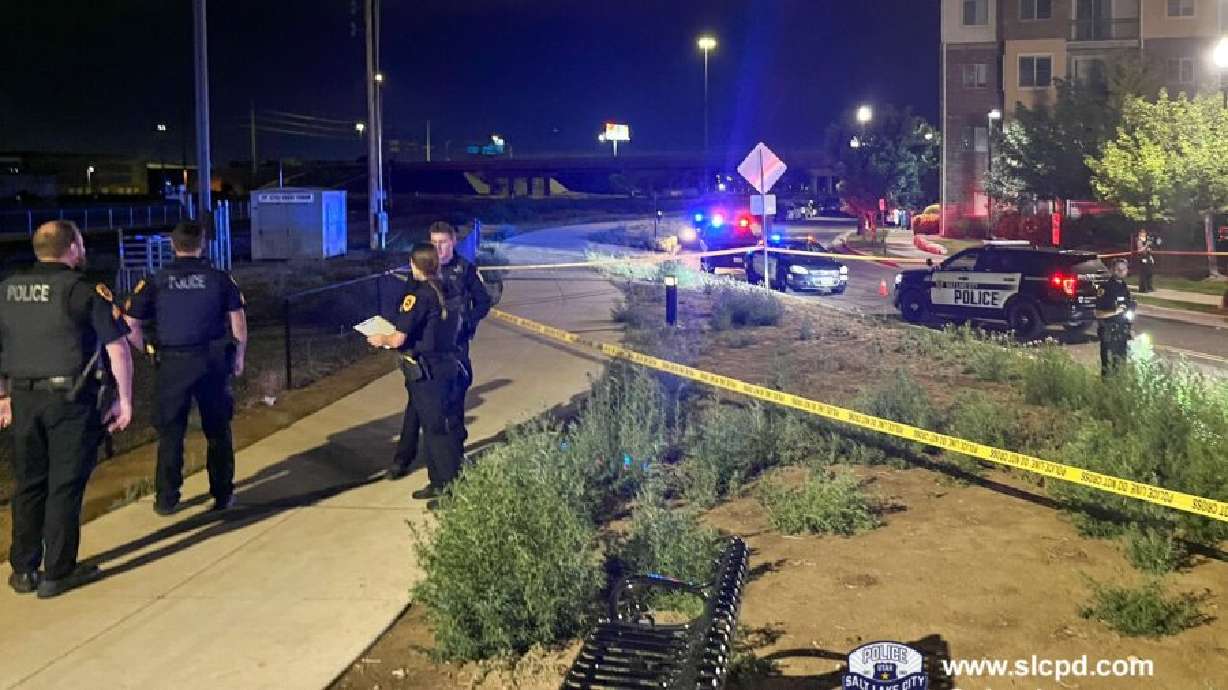 A woman was taken to the hospital and a man was arrested Friday morning following a domestic violence-related shooting in Salt Lake City.