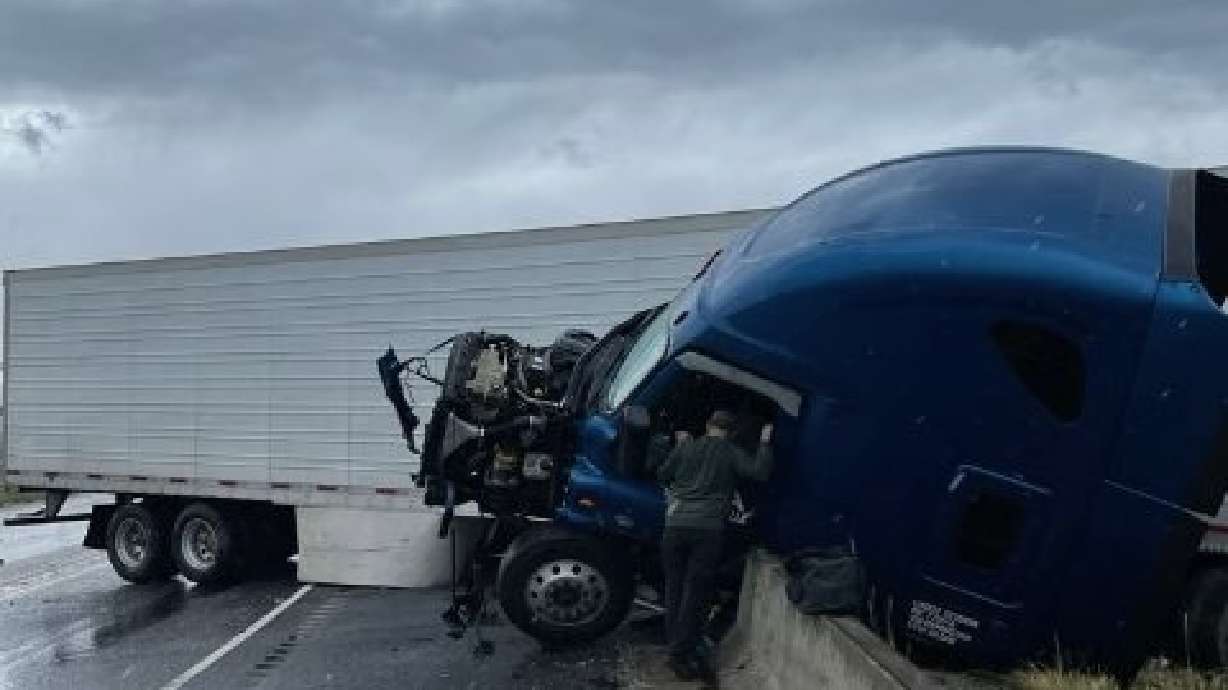 A semitruck crash near Price has shut down U.S. 6 Friday evening. No injuries were reported in the single-vehicle crash.