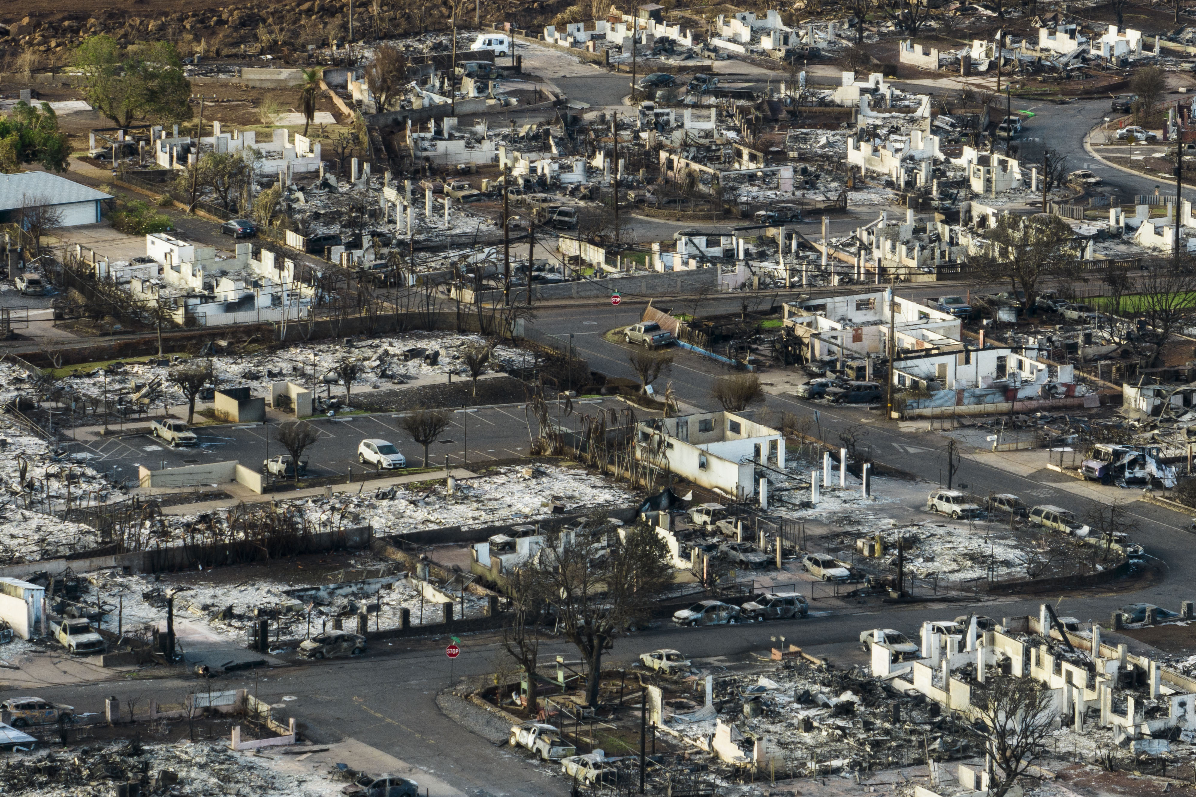 A general view shows the aftermath of a wildfire in Lahaina, Hawaii, Thursday.