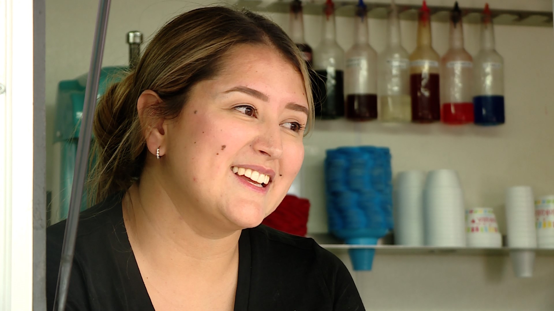 Mallhory Jones is the owner of Hokulia Shave Ice. Her shop is donating all her proceeds Saturday to the Red Cross to help those in Maui affected by the wildfires.