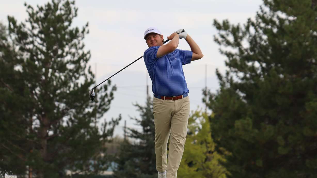 Former BYU golfer Zac Blair tees off during the second round of the Siegfried and Jensen Utah Open, Saturday, Aug. 19, 2023, at Riverside Country Club in Provo.