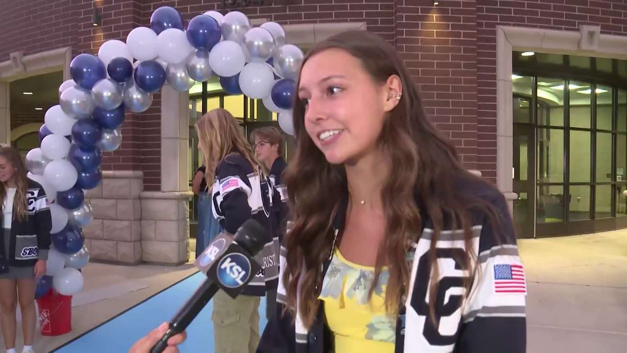 Corner Canyon High School Student Body President Estella Watson speaks with KSL-TV about her excitement for the new school year and her fellow classmates Monday in Draper.