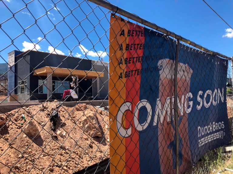 The site of a Dutch Bros. under construction on South Main Street in Cedar City on July 19. Washington County leads the state in terms of business growth over the last three years, a study shows.