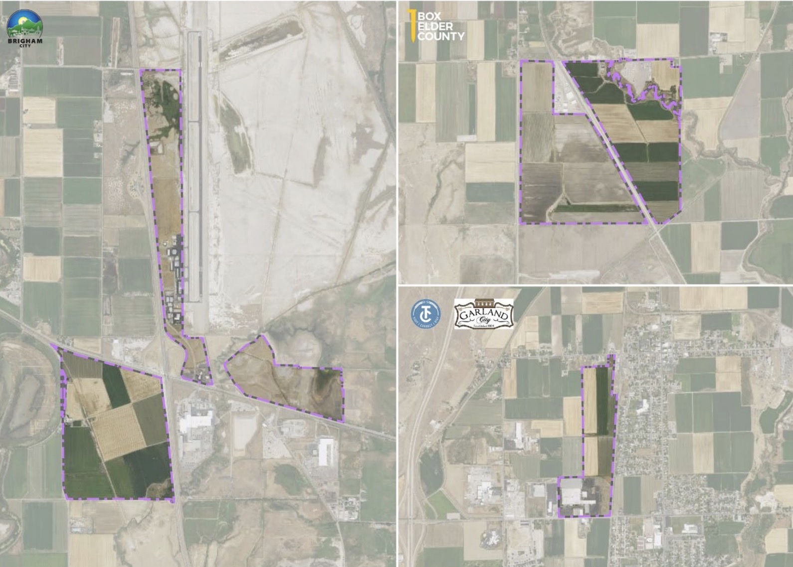 Maps of Brigham City, unincorporated Box Elder County and Tremonton/Garland show where the Golden Spike Project Area will be located. The Utah Inland Port Authority approved the local port on Monday.