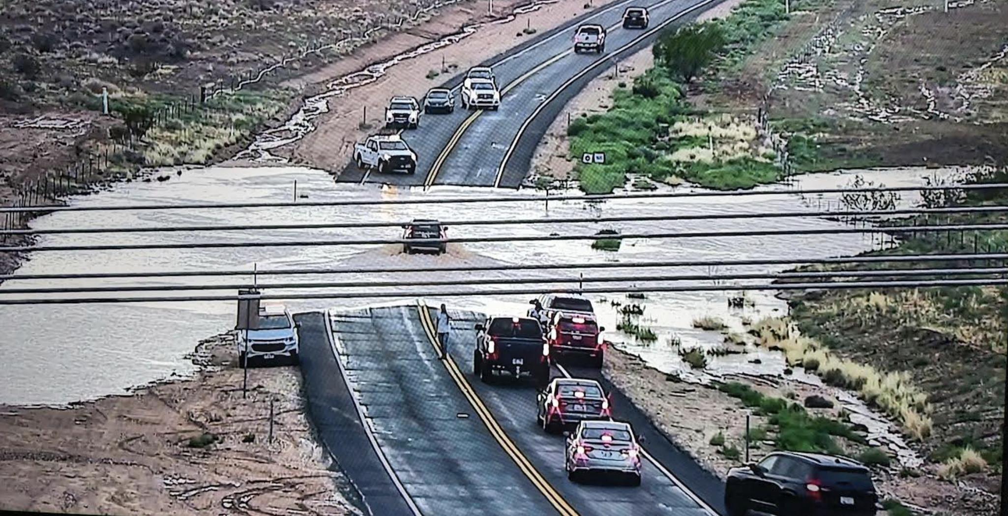 Heavy rains left the road leading to the St. George Regional Airport from the Southern Parkway flooded over Wednesday evening. It was initially reported that the airport was closed due to the flooding, but that was later confirmed to be incorrect.