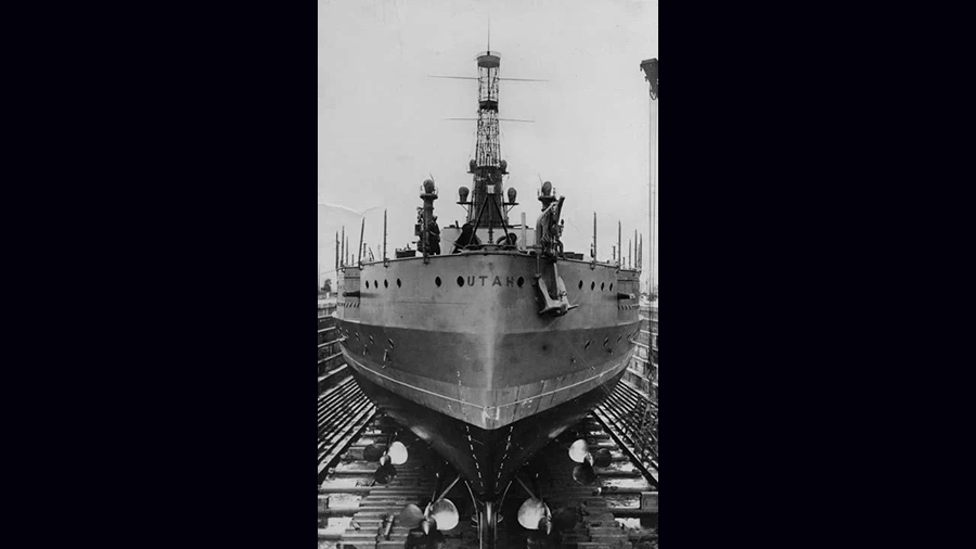 The USS. Utah while under construction in New Jersey in 1909. It was launched Dec. 23 of that year and commissioned on Aug. 31, 1911.
