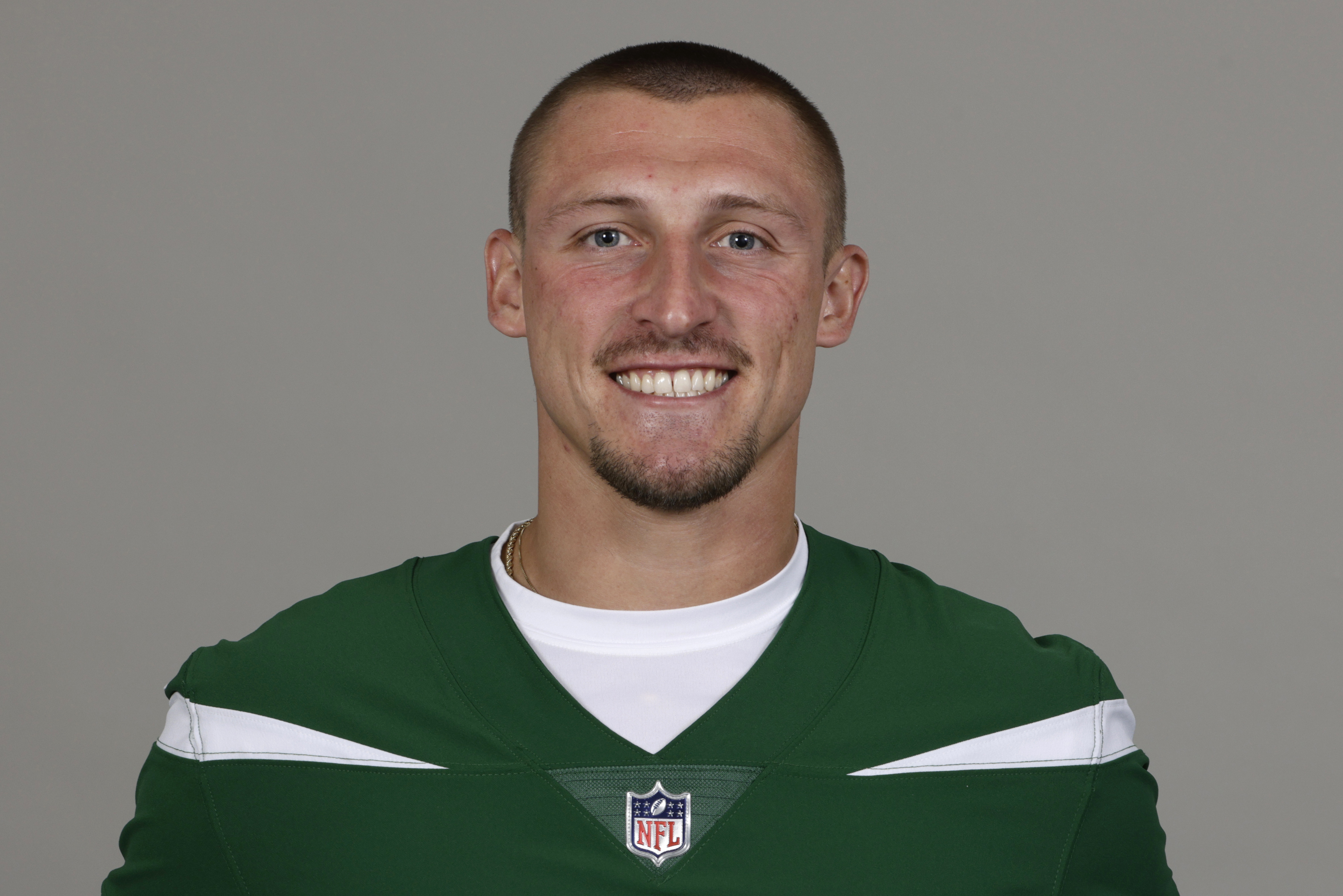 FILE - This is a 2023 photo of Jerome Kapp of the New York Jets NFL football team. Kapp went from undrafted rookie wide receiver to social media sensation after doing his best Eminem impression. And the wide receiver's performance on HBO's “Hard Knocks” even got the rap superstar's attention. Eminem posted a “salute” emoji on the X platform, formerly known as Twitter, on Thursday, Aug. 24, while quote-tweeting Kapp's performance of the rapper's freestyle from the 2002 film “8 Mile.” 