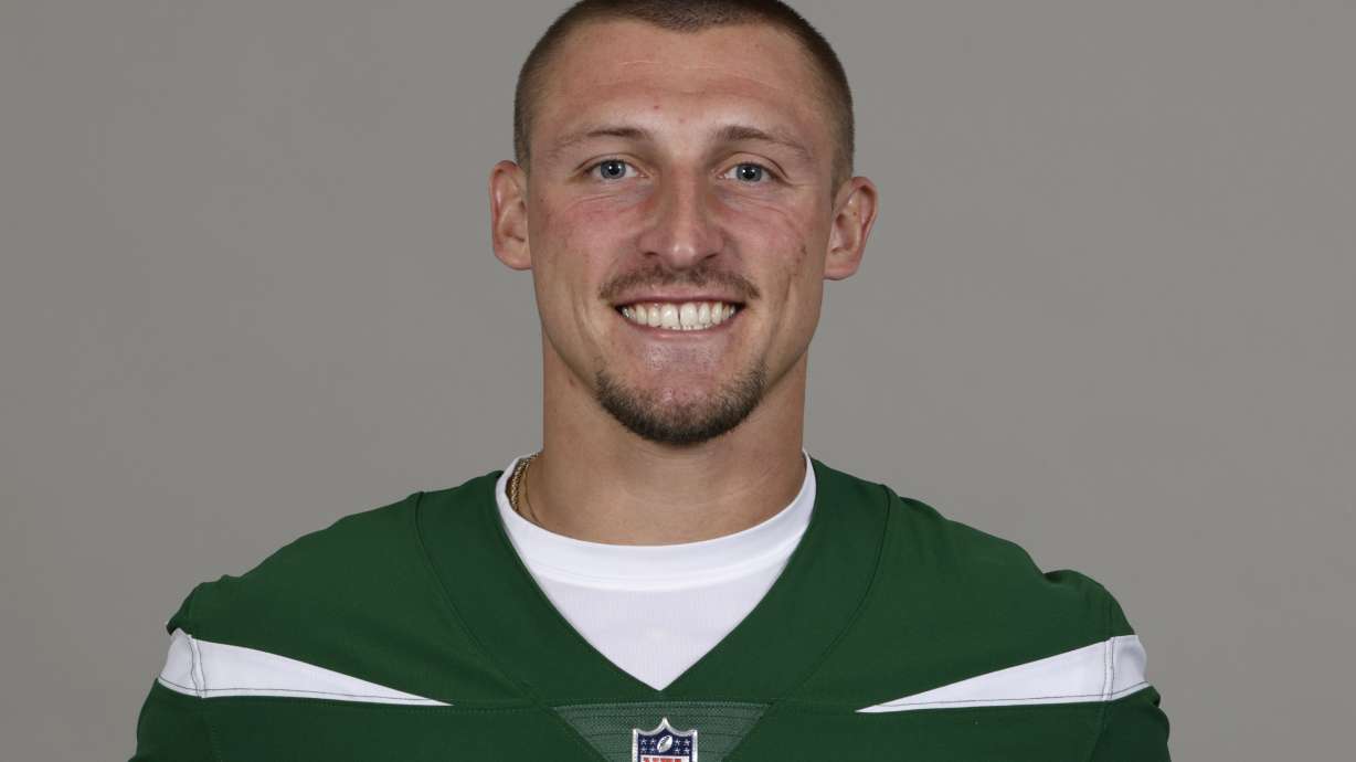 FILE - This is a 2023 photo of Jerome Kapp of the New York Jets NFL football team. Kapp went from undrafted rookie wide receiver to social media sensation after doing his best Eminem impression. And the wide receiver's performance on HBO's “Hard Knocks” even got the rap superstar's attention. Eminem posted a “salute” emoji on the X platform, formerly known as Twitter, on Thursday, Aug. 24, while quote-tweeting Kapp's performance of the rapper's freestyle from the 2002 film “8 Mile.”