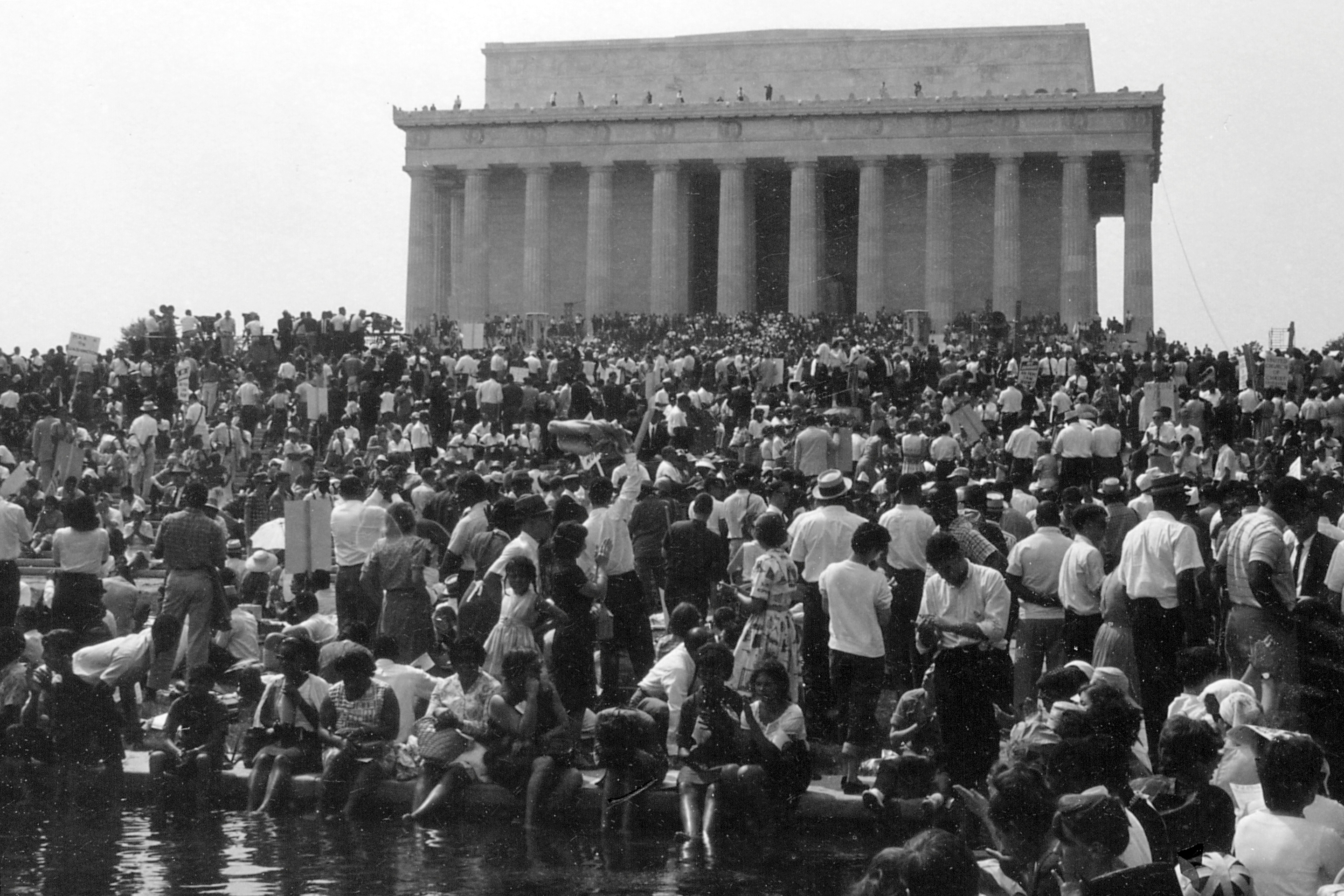 This photo shows crowds participating in the March on Washington on Aug. 28, 1963. 