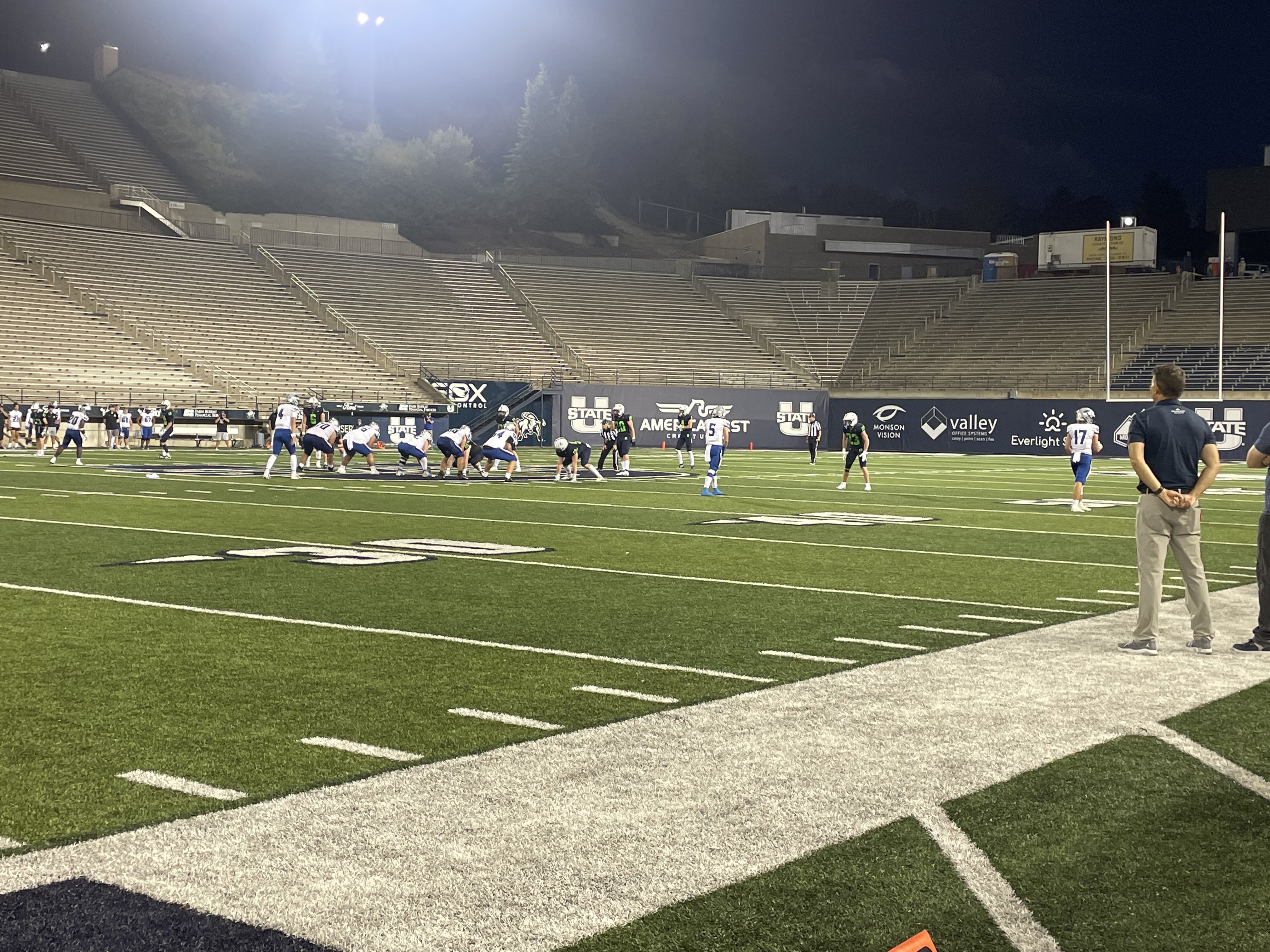 Stansbury's offense lines up against Ridgeline to attempt to make a fourth quarter comeback.