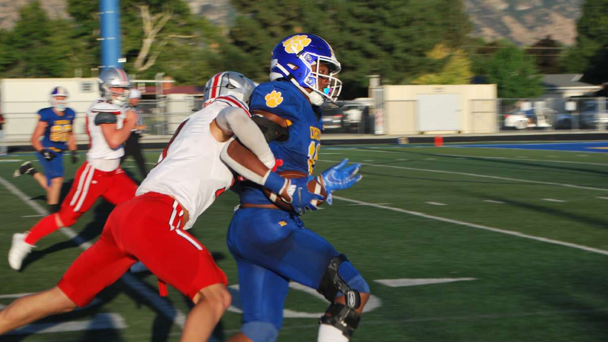 Spanish Fork takes down Orem in a double overtime game in Orem on Friday, Aug. 25, 2023. Spanish Fork won 44-38.