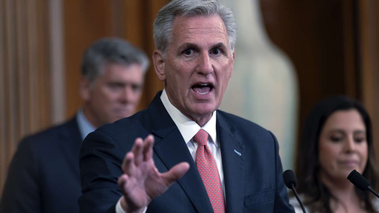 Speaker of the House Kevin McCarthy, R-Calif., speaks at the Capitol in Washington, July 27. McCarthy suggested Sunday that an impeachment inquiry of President Joe Biden was becoming more likely, calling it “a natural step."