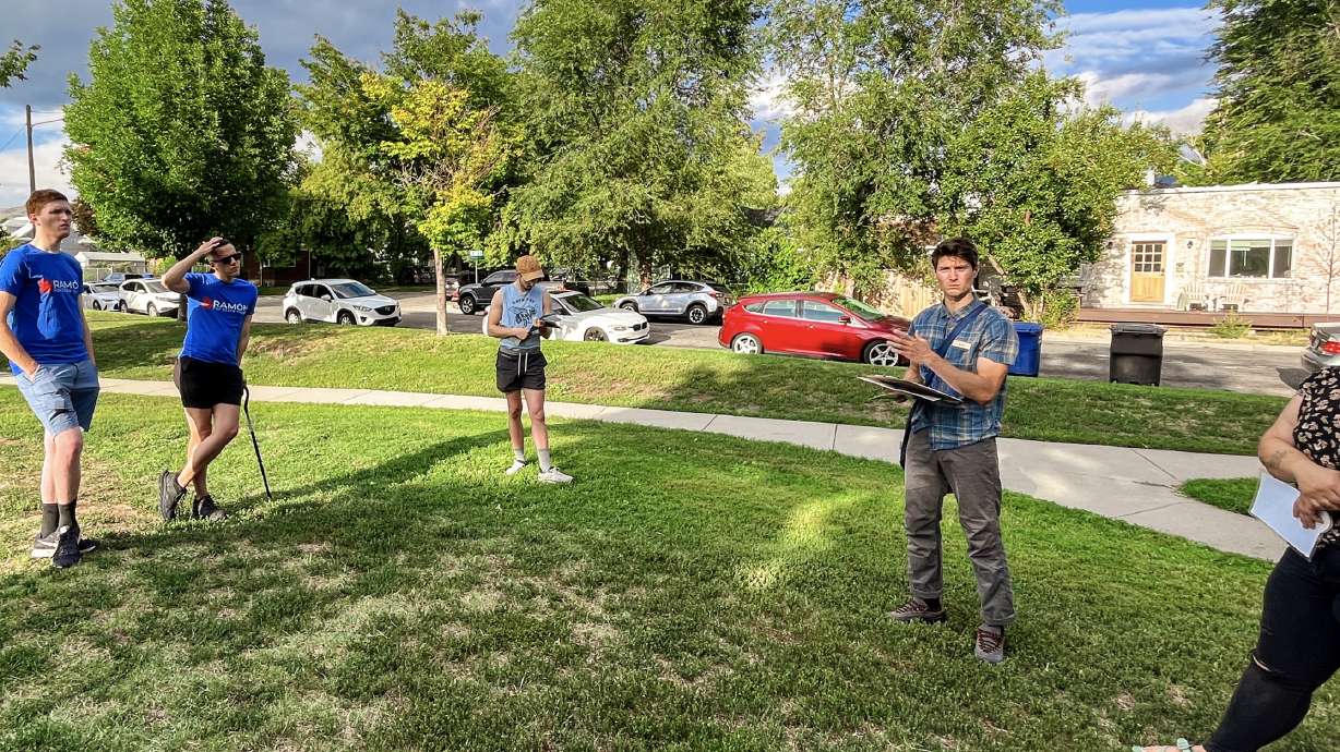 Brian Tonetti, executive director of the Seven Canyons Trust, provides a tour of where Emigration Creek flows beneath Herman Franks Park in Salt Lake City on Thursday. The organization is proposing a project to daylight the creek at the park.