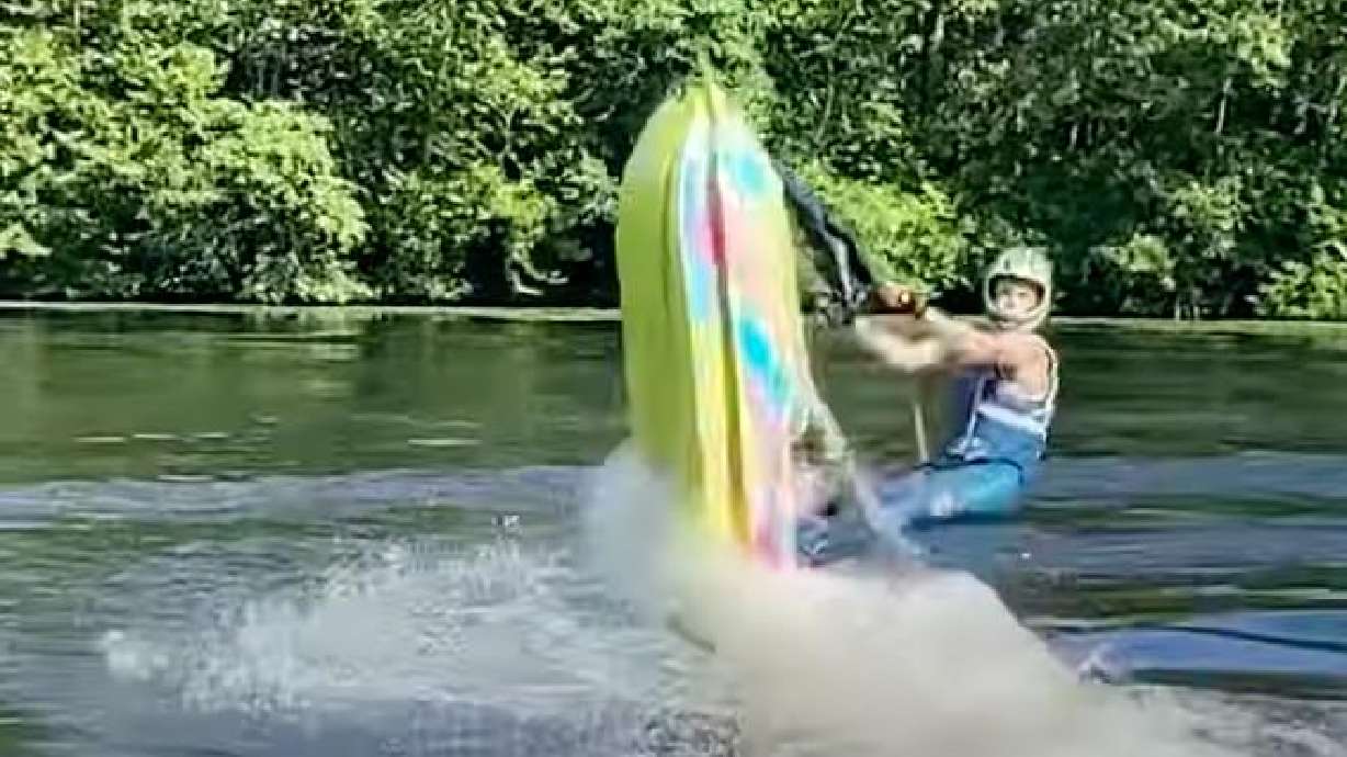 Showtime Freestyle performs on a 1200 cc custom-built jet ski in Connecticut in November 2022.