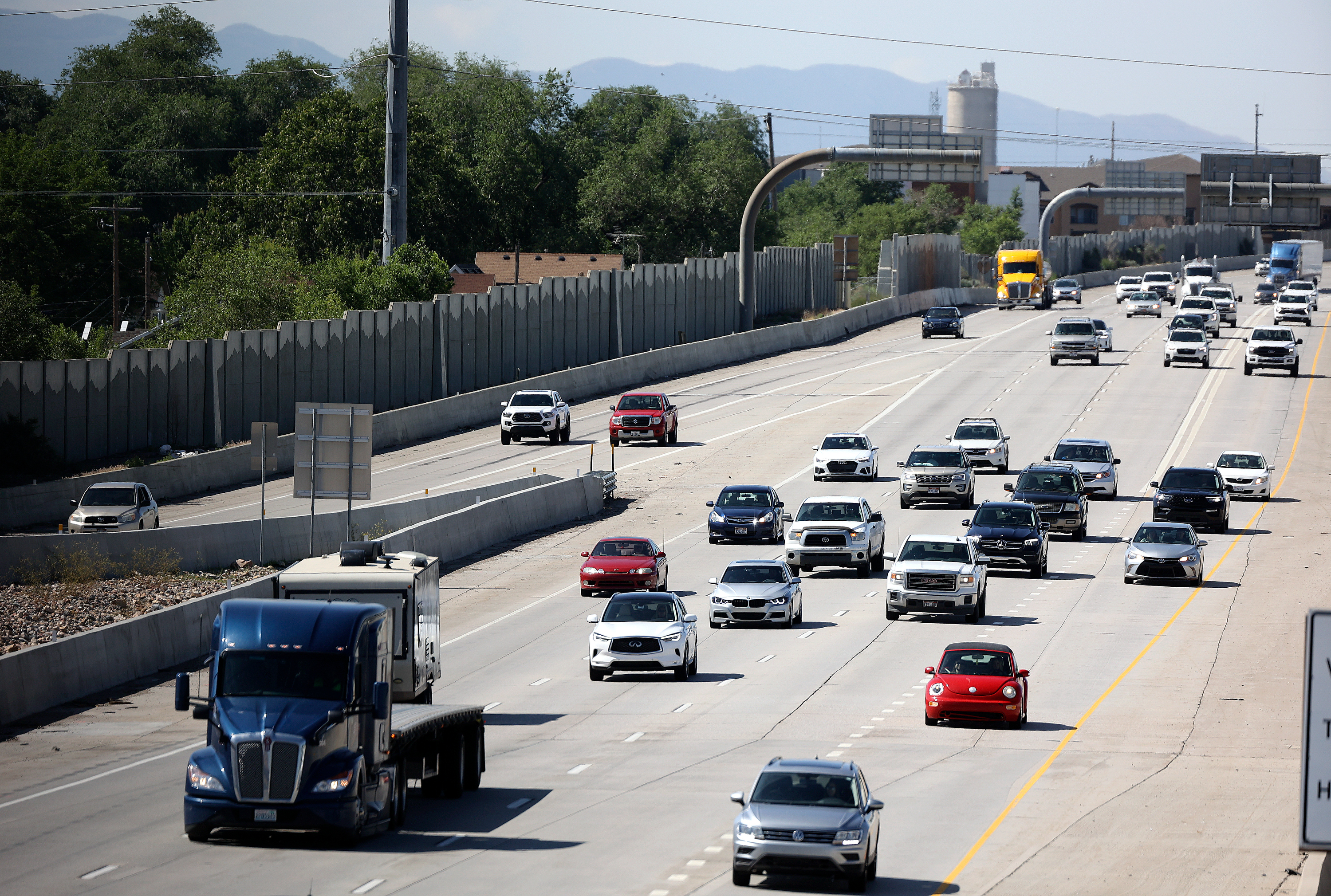 Vehicles travel on I-15 in Salt Lake City on June 16. The Utah Department of Transportation released a draft version of its environmental impact statement of its plan to expand the freeway from Salt Lake City to Farmington on Friday.