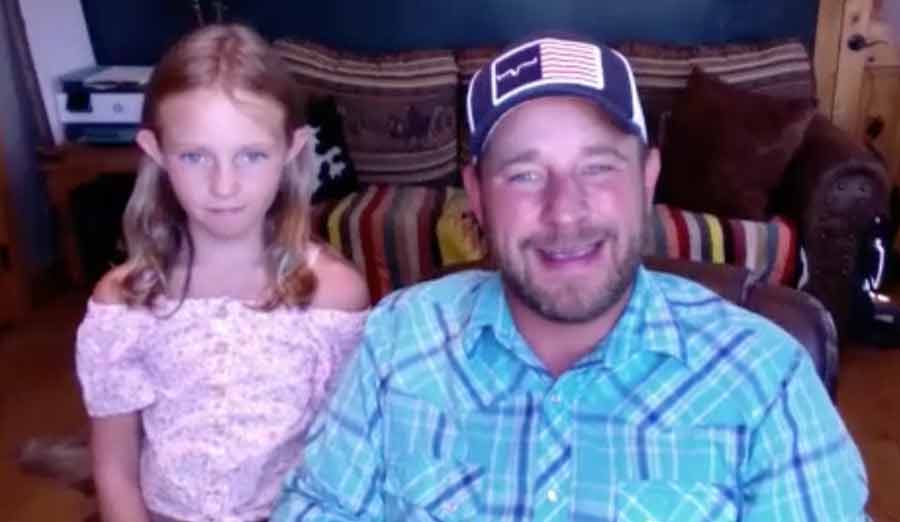 Emerson Myers, left, with her dad, Josh, during a Zoom interview with EastIdahoNews.com. In the Zoom conversation, Emerson, who is now 9, says the rollover crash that killed her mother remains a vivid memory in her mind.