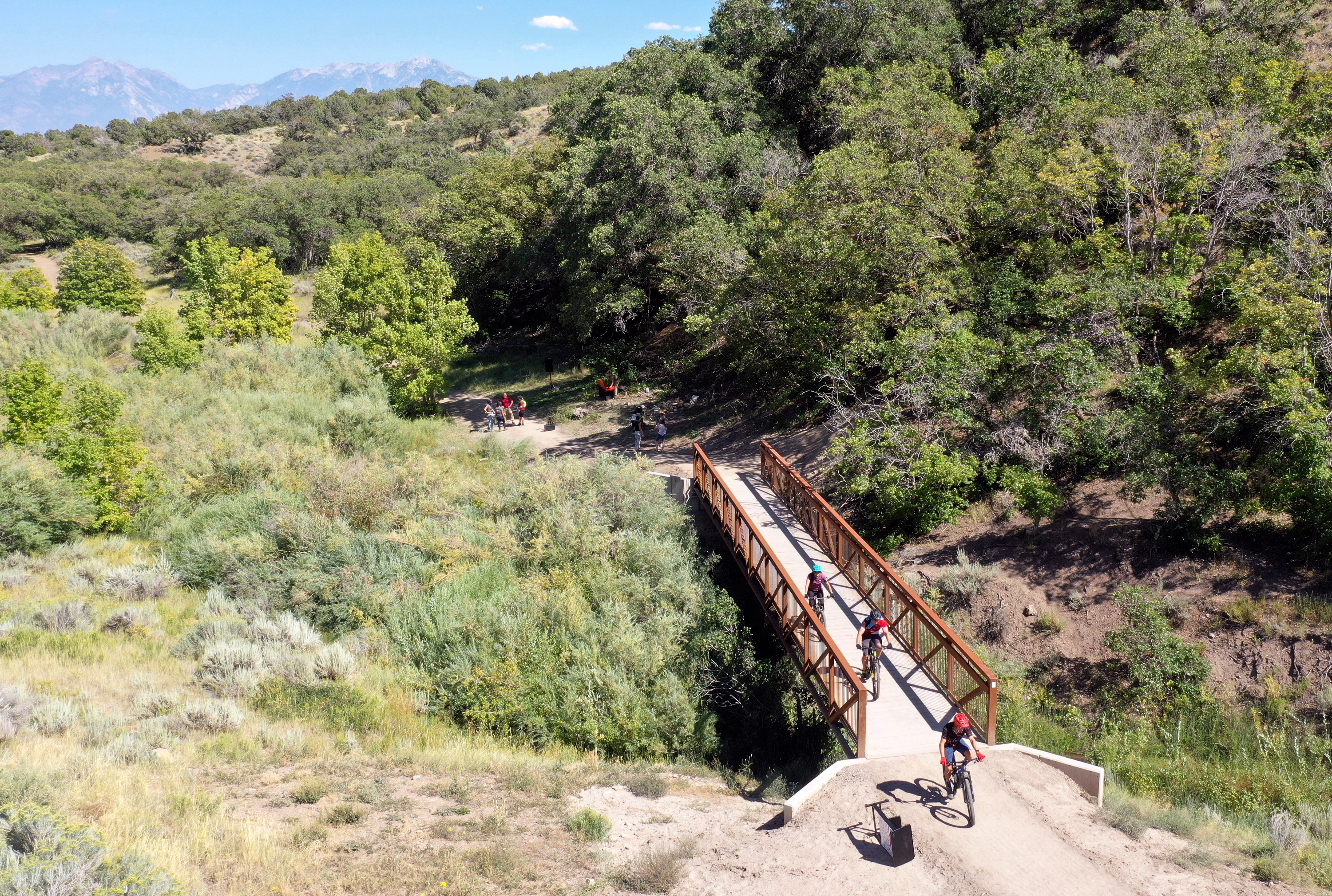 Mountain bikers ride Thursday through the new Butterfield Trailhead Regional Park, which offers nearly 14 miles of trails for hikers, mountain bikers and equestrians near Herriman in Salt Lake County.