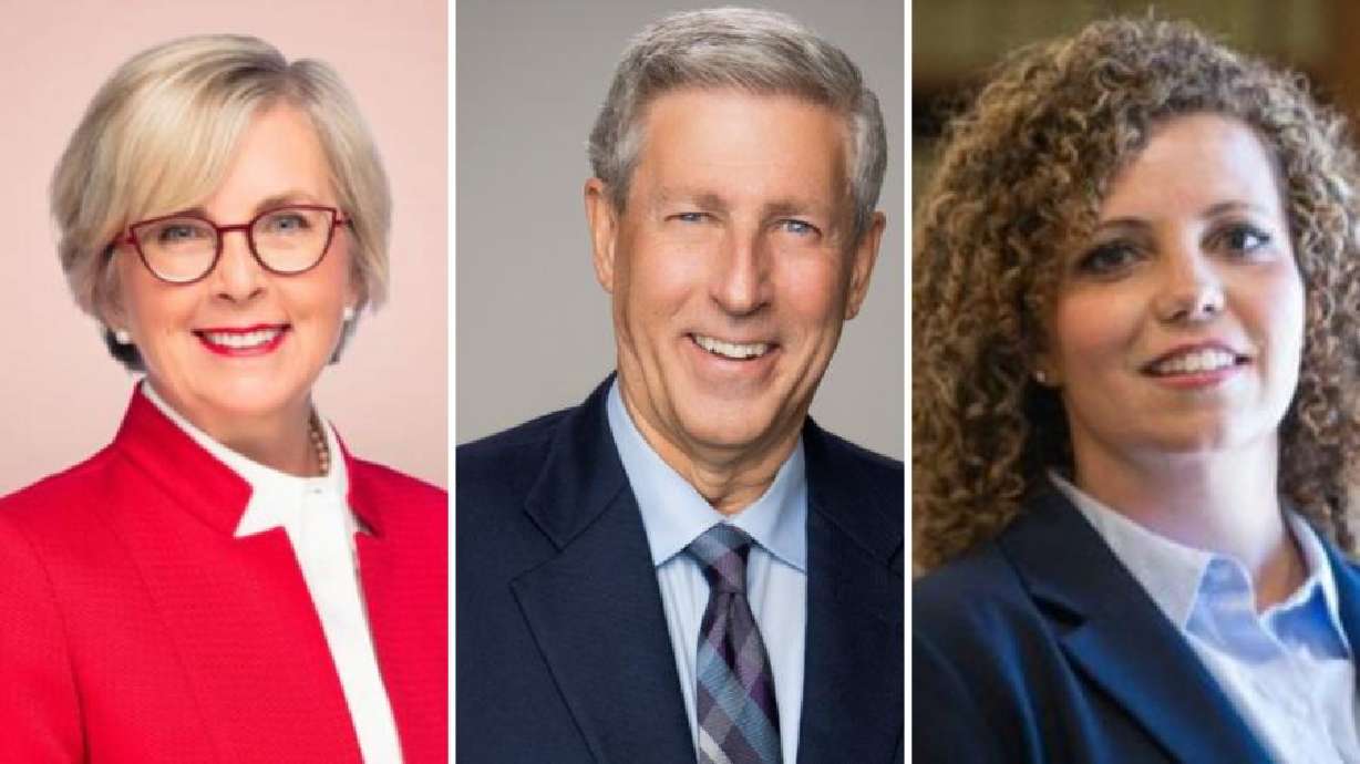 Utah's 2nd Congressional District Republican candidates Becky Edwards, Bruce Hough and Celeste Maloy. The winner of Tuesday's primary election will advance to the general election in November.