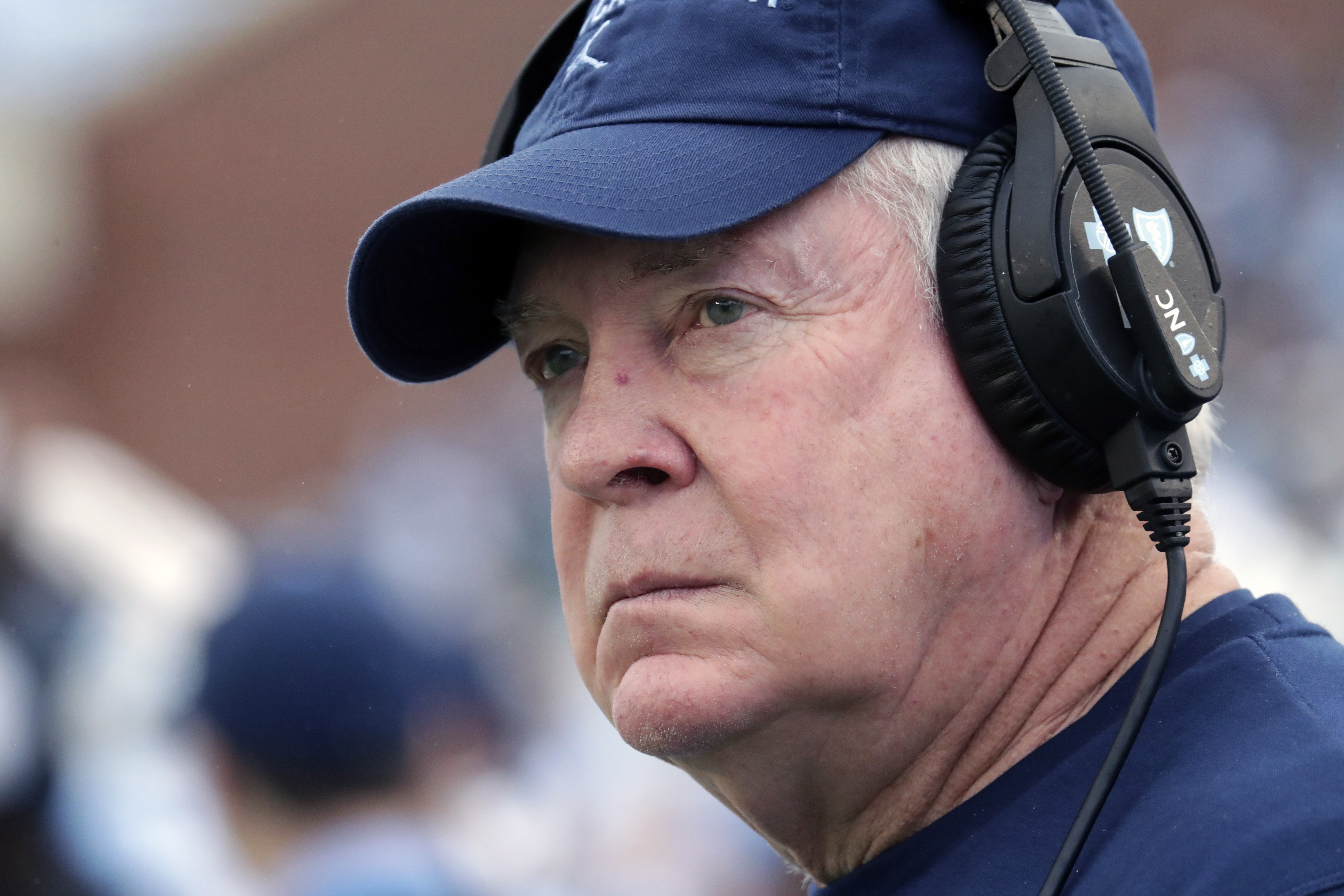 FILE - North Carolina coach Mack Brown watches as the team prepares for an NCAA college football game against Virginia Tech in Chapel Hill, N.C., Oct. 1, 2022. Brown is calling out the NCAA for dragging its heels on the case of transfer wide receiver Devontez Walker, who has not yet been ruled eligible. 