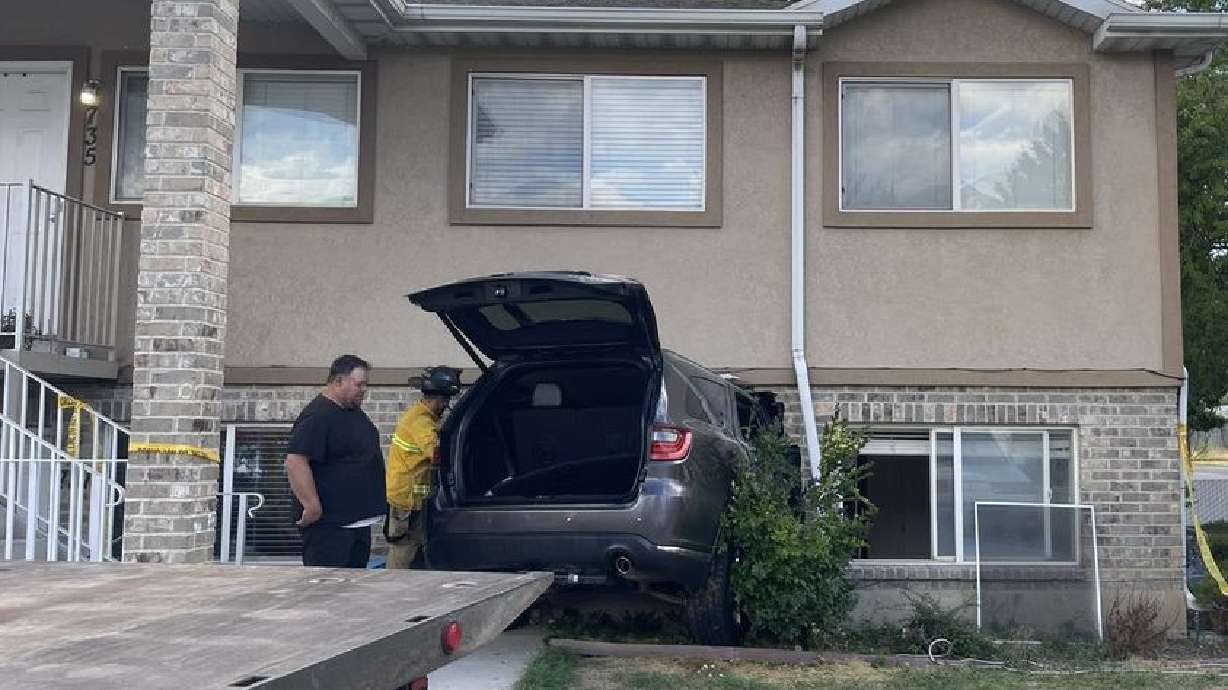 Three people were taken to the hospital after an SUV crashed into an apartment building in Provo on Sunday afternoon, the Provo fire department said.