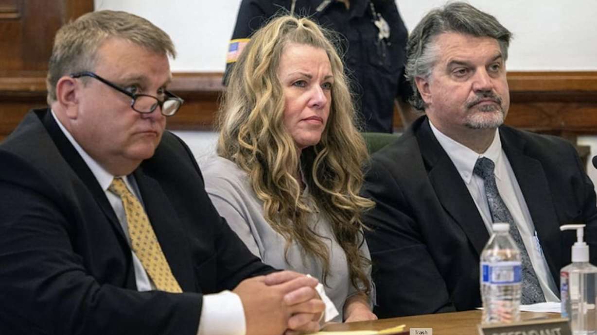 Lori Vallow Daybell, center, sits between her attorneys John Thomas, left, and Jim Archibald for a hearingin St. Anthony, Idaho, on Aug. 16, 2022. Daybell's attorney has filed an appeal and is asking the Idaho Supreme Court to reexamine her case.