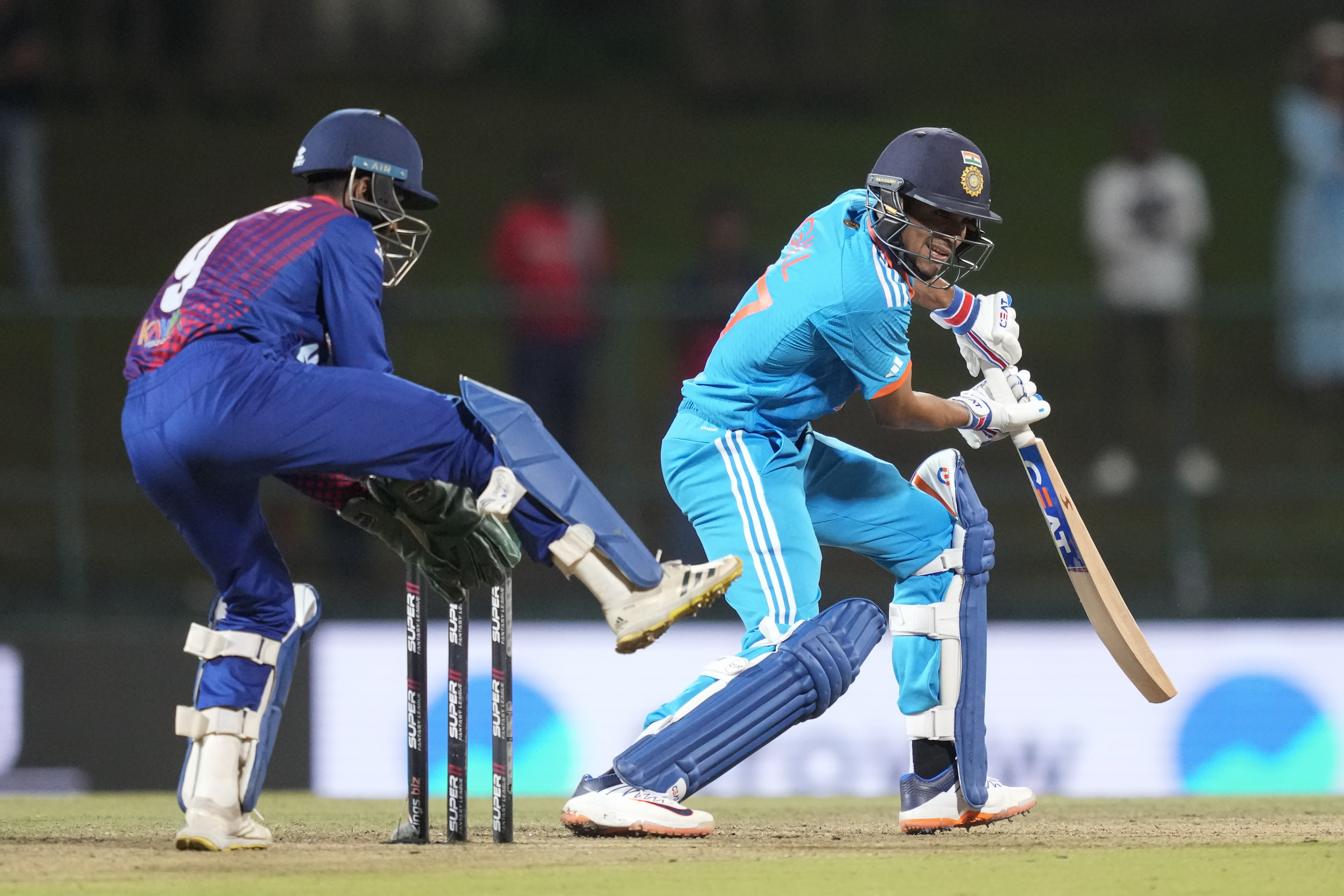 India's Shubman Gill plays a shot during the Asia Cup cricket match between India and Nepal in Pallekele, Sri Lanka on Monday, Sep. 4.