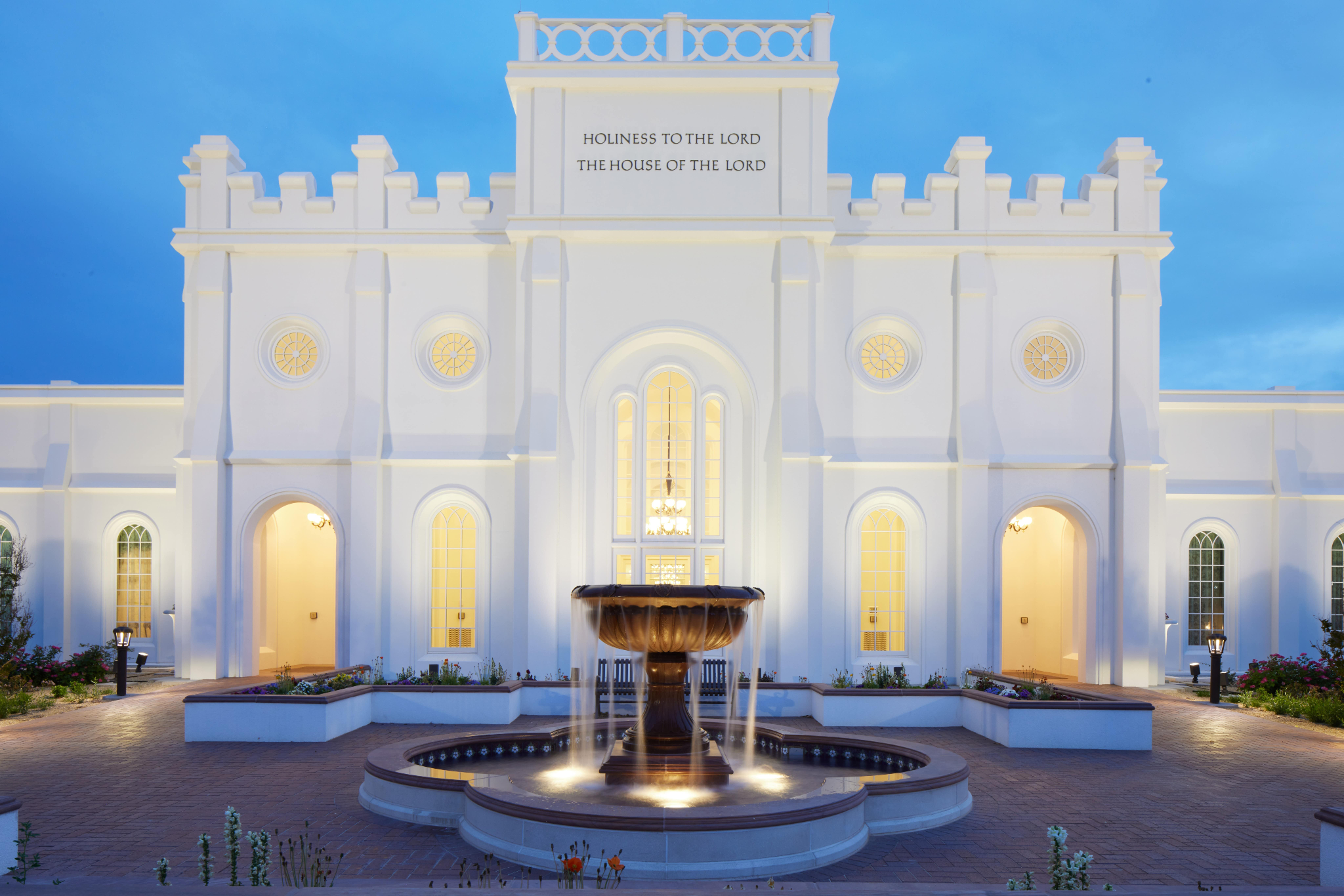 The front courtyard of the St. George Utah Temple. The historic temple will be open to the public for tours on Sept. 15.