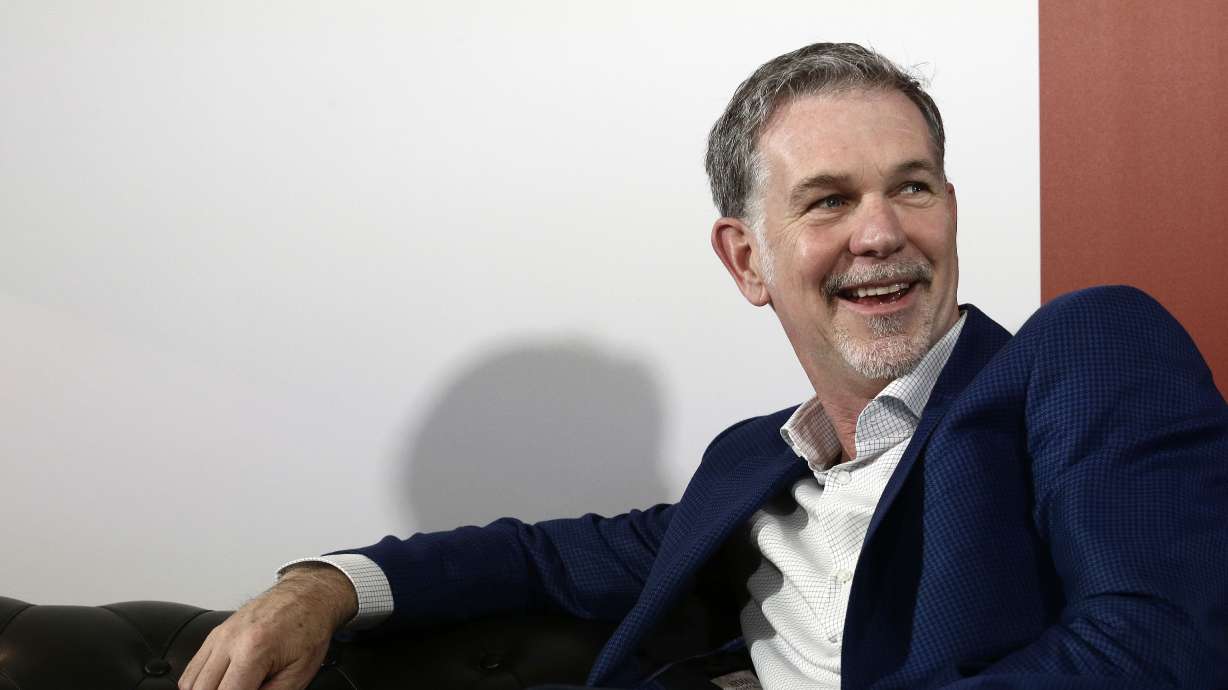 Netflix founder and CEO Reed Hastings smiles during an interview in Barcelona, Spain, on Feb. 28, 2017. Hastings is investing $100 million in Utah’s Powder Mountain ski resort.