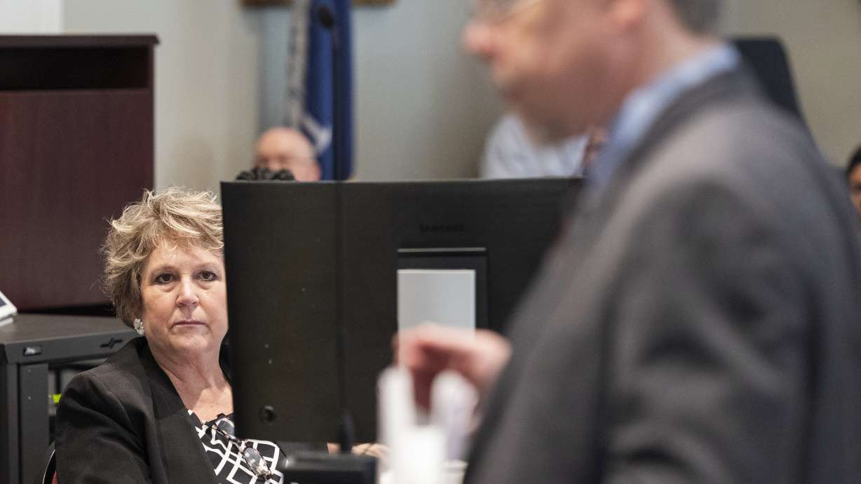 Colleton County Clerk of Court Rebecca Killy listens as prosecutor Creighton Waters makes closing arguments in Alex Murdaugh's trial for murder at the Colleton County Courthouse on March 1, in Columbia, S.C. Attorneys for convicted murderer Alex Murdaugh want a new trial, accusing the court clerk of improperly influencing the jury and betraying her oath of office for money and fame.