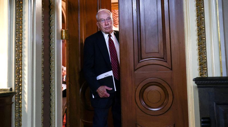 Sen. Chuck Grassley, R-Iowa, leaves a Republican luncheon at the U.S. Capitol in Washington, June 1. Grassley's office says U.S. officials and anti-narcotics agents turned a blind eye to Mexican corruption for decades.