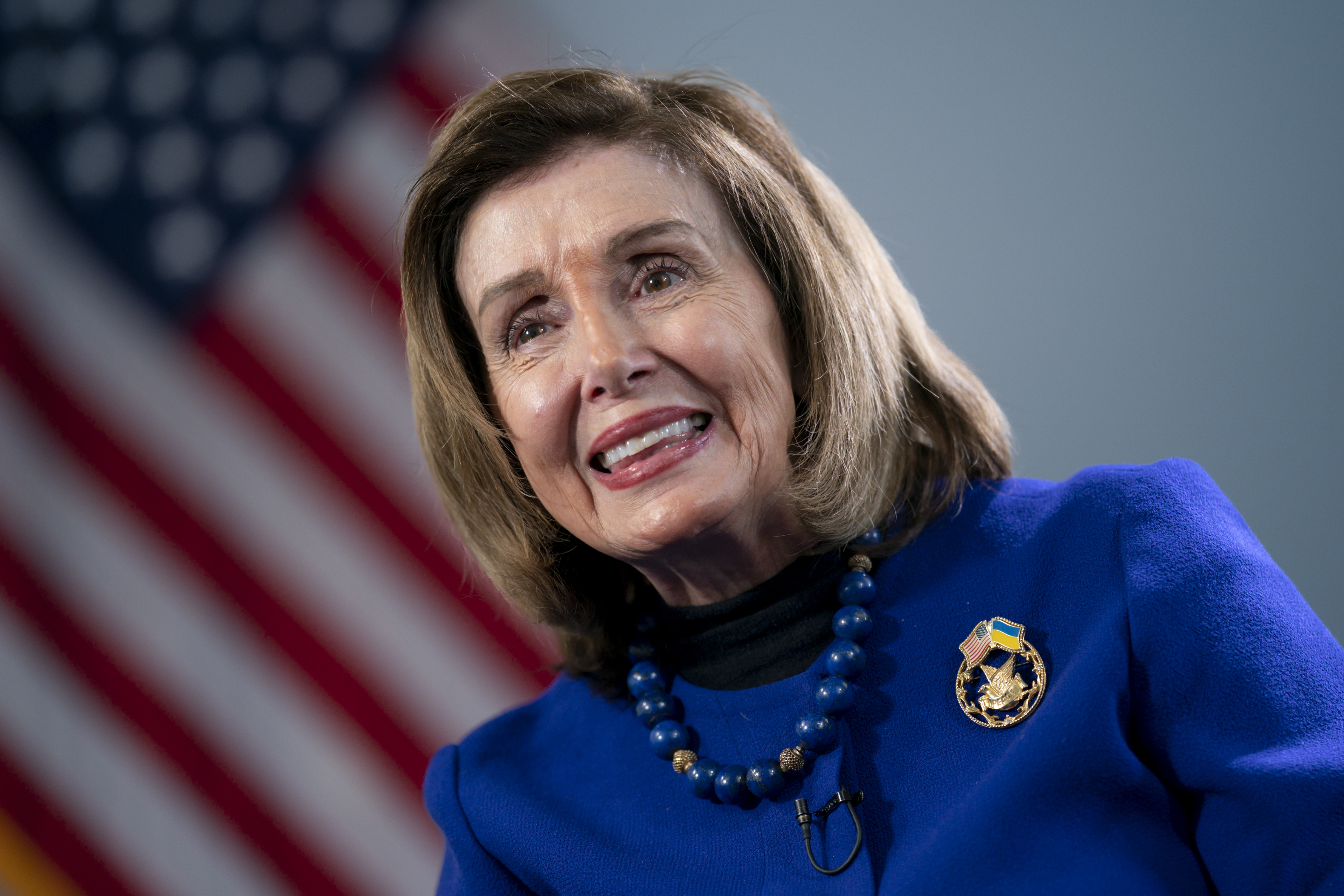 Former House Speaker Nancy Pelosi, D-Calif., talks to the Associated Press about her visit to Ukraine and her time as the Democratic leader in the House, in Washington, April 19. She announced Friday she is running for reelection. 