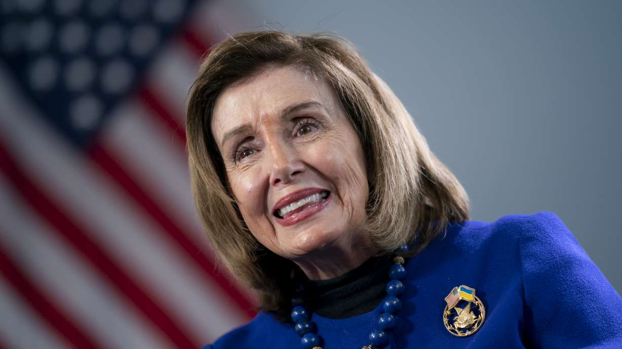Former House Speaker Nancy Pelosi, D-Calif., talks to the Associated Press about her visit to Ukraine and her time as the Democratic leader in the House, in Washington, April 19. She announced Friday she is running for reelection.