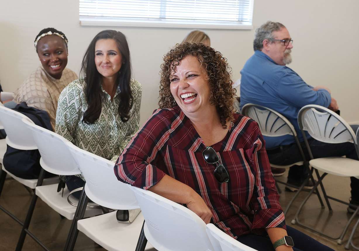 Celeste Maloy meets with local leaders regarding water and farming issues in Delta on Wednesday.