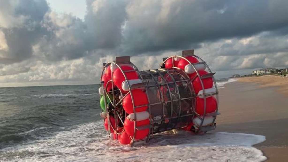 A vessel washed ashore in the Hammock area of Flagler County, Florida, July 24, 2021. The pilot of the device ran into the U.S. Coast Guard once again in late August.