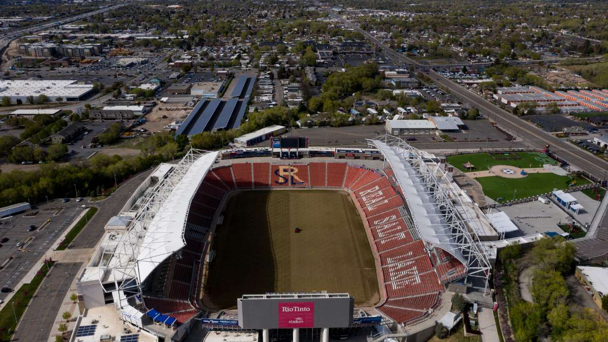 Rio Tinto Stadium in Sandy is pictured on April 24, 2020. The "Partido de Leyendas," or "Game of Legends" —featuring players who took Mexican soccer rivals Chivas and Club América by storm in the 1980s, '90s and 2000 — will be played here on Saturday.