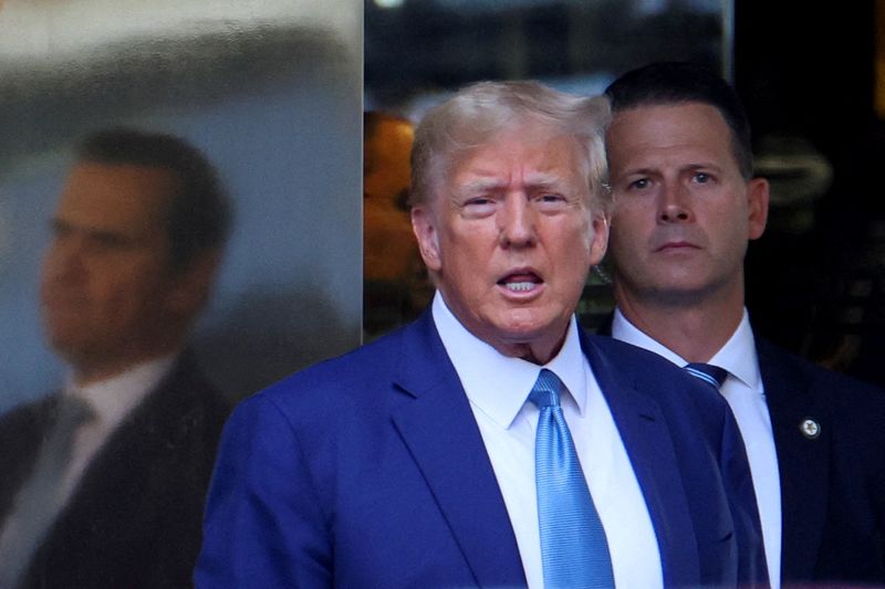 Former President Donald Trump departs from Trump Tower to give a deposition to New York Attorney General Letitia James who sued Trump and his Trump Organization, in New York City,  April 13. James says Trump may have fraudulently inflated his fortune by far more than previously thought.