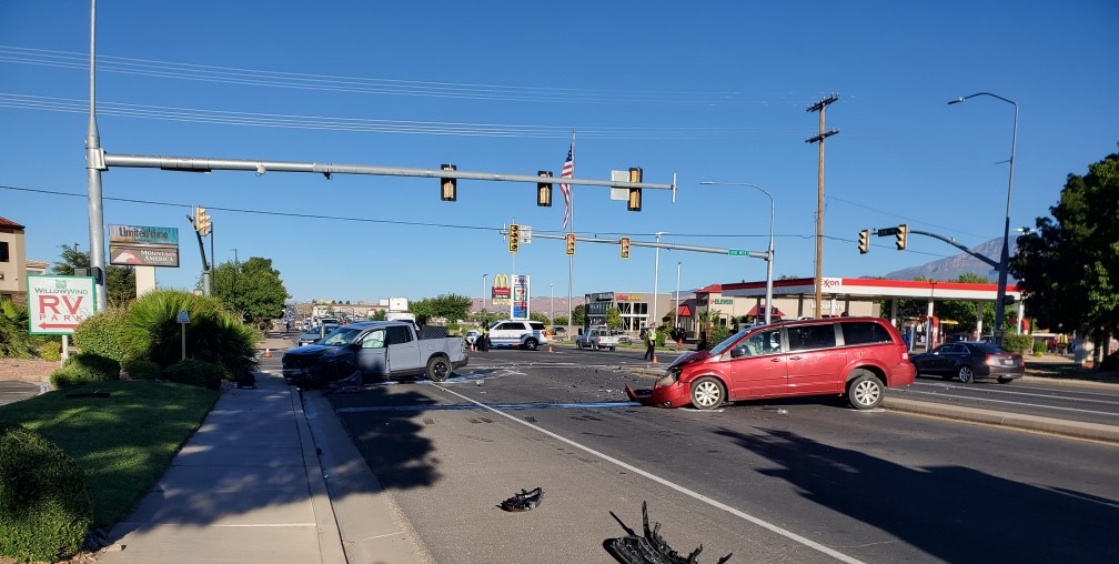 A crash in Hurricane sent five people to the hospital Friday morning.