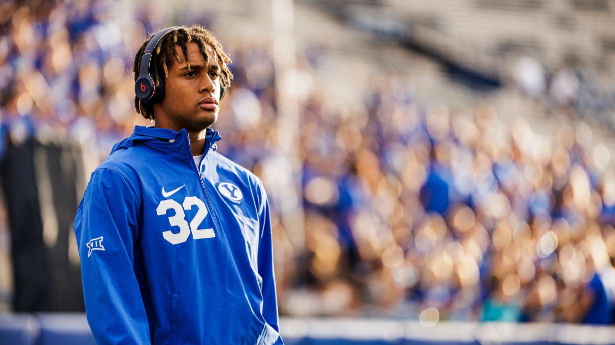 BYU cornerback Marcus McKenzie before making his debut on special teams during the Cougars' 14-0 win over Sam Houston, Saturday, Sept. 2, 2023, at LaVell Edwards Stadium.
