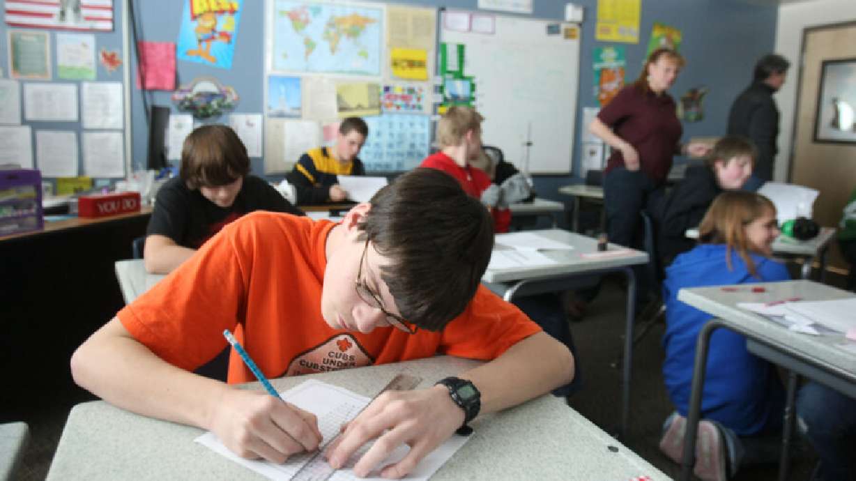 Eighth-grade students in Brittany Ryan's class at the Spectrum Academy in North Salt Lake. Utah leaders met Tuesday
to review progress on policy recommendations for children's mental health.