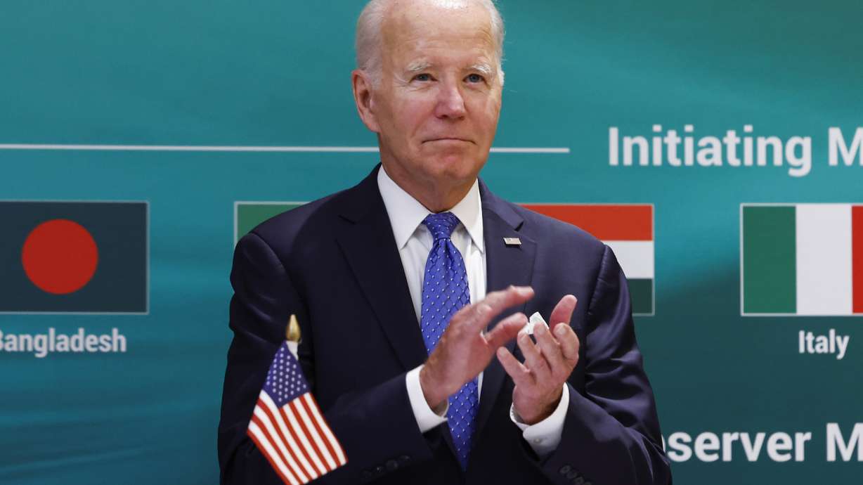 President Joe Biden attends the launch of the Global Biofuels Alliance at the G20 summit in New Delhi, India, Saturday. Biden goes Sunday, Sept. 10, to a Vietnam that's looking to dramatically ramp up trade with the United States.