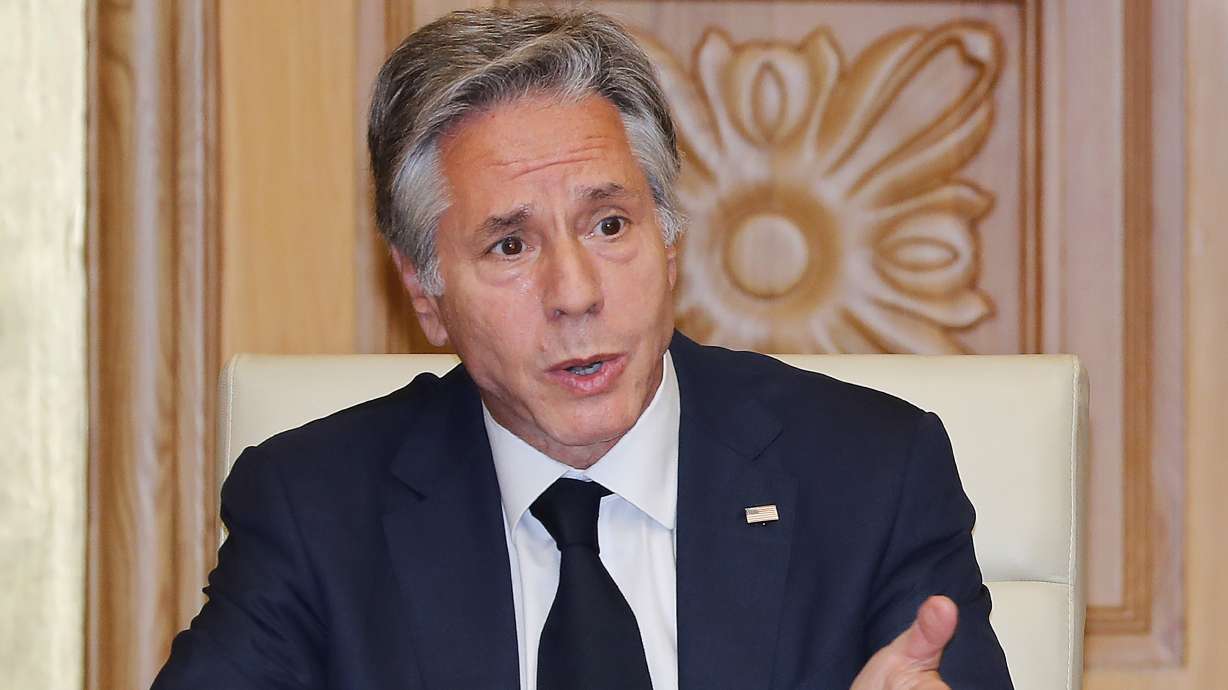 U.S. Secretary of State Antony Blinken speaks during a business roundtable meeting at the Government Office in Hanoi, Vietnam, Monday. The Biden administration has cleared the way for the release of five American citizens detained in Iran.